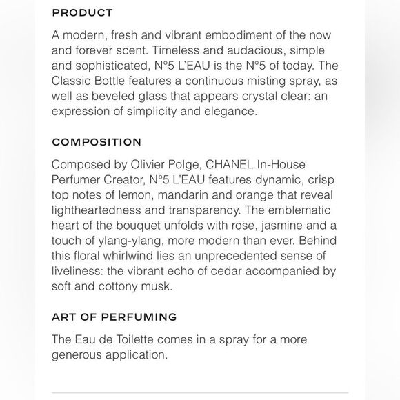 NWOT No 5 L’EAU Chanel Paris Eau De Toilette Spray! ❤️ - Picture 4 of 5